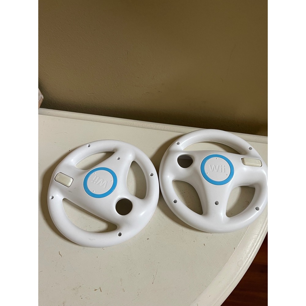 2 Pack Official Nintendo Wii Wheel White Mario Kart Racing Controller